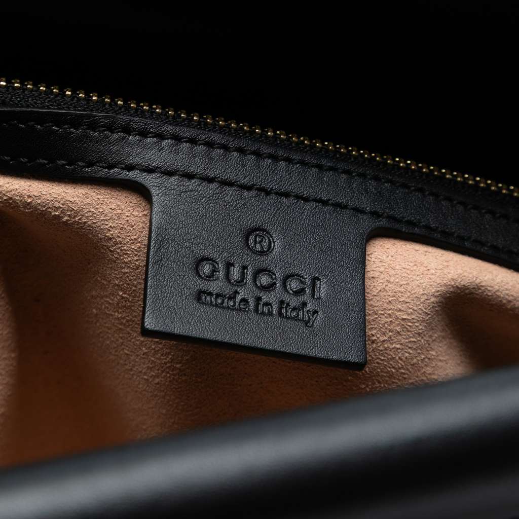 Gucci Small Leather Bamboo Nymphaea Satchel - Side view