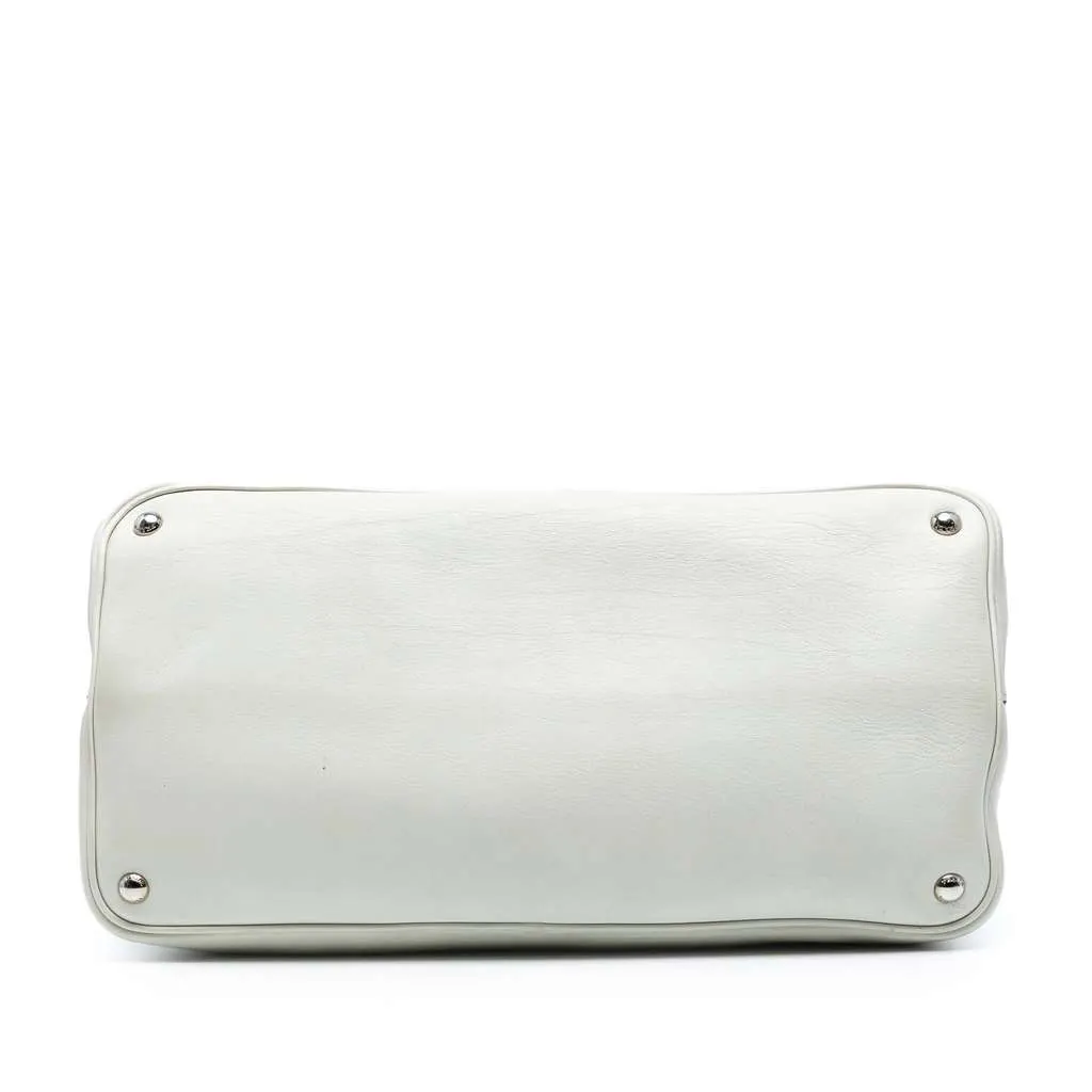 Prada Large City Calf Double Satchel White Leather Good - Inside View