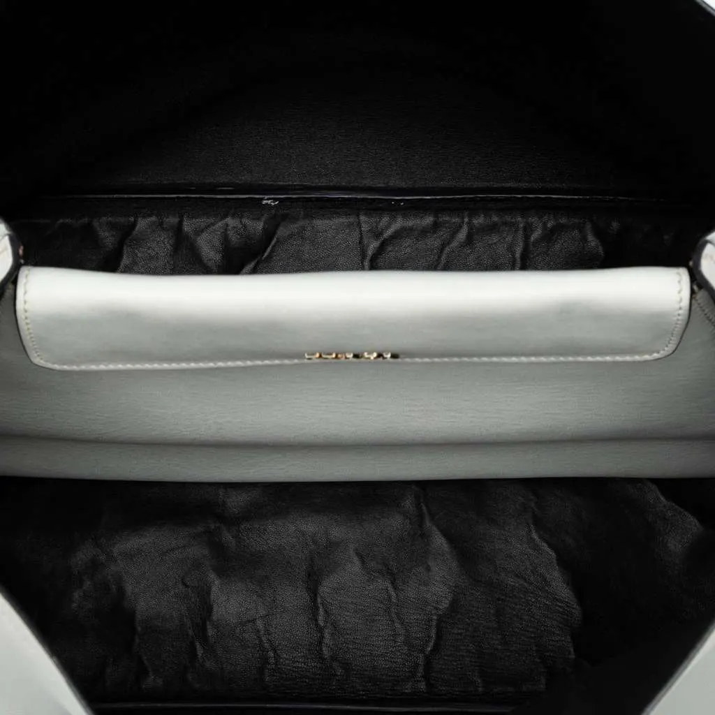 Prada Large City Calf Double Satchel White Leather Good - Model View