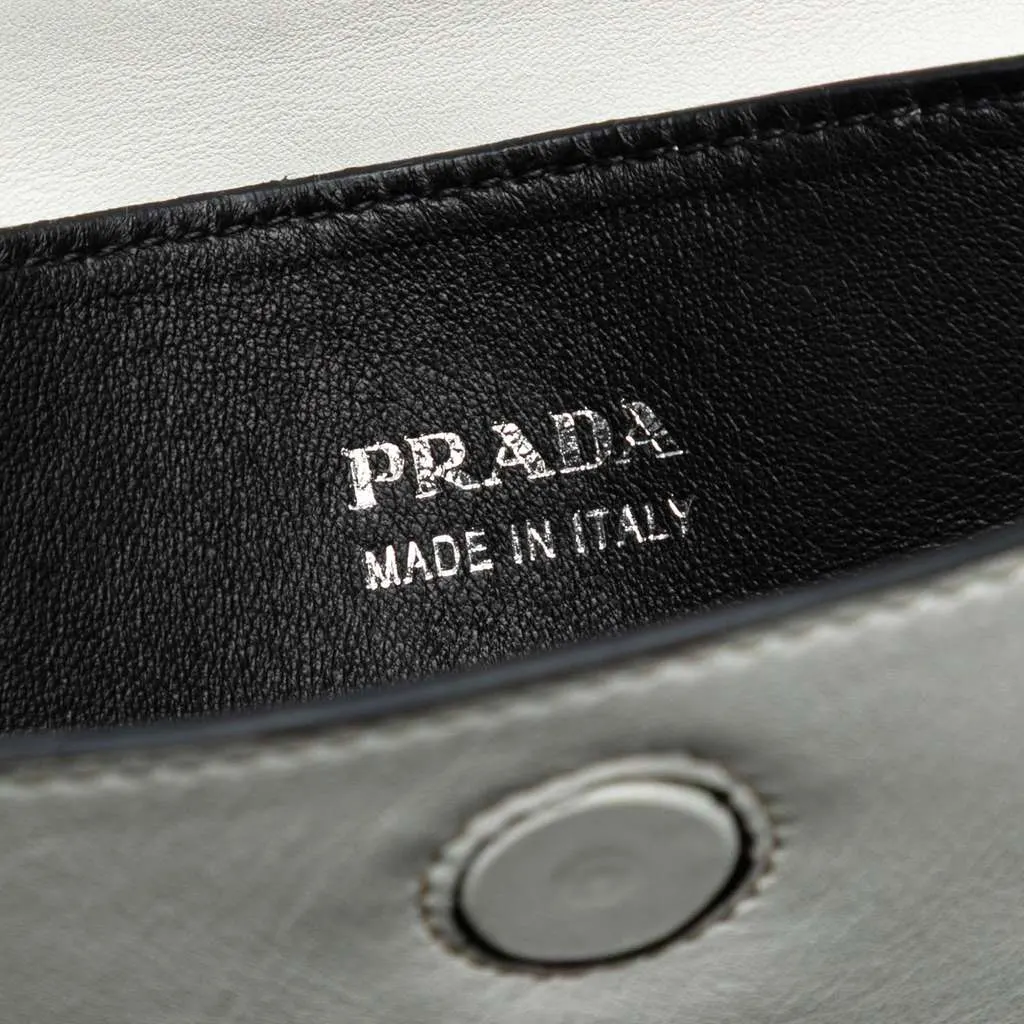 Prada Large City Calf Double Satchel White Leather Good - Box View