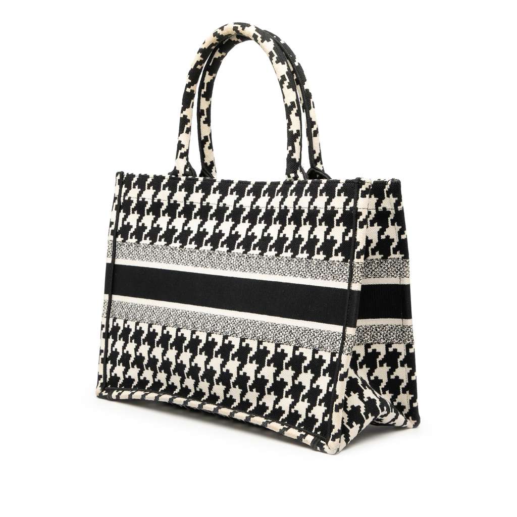 Dior Medium Canvas Houndstooth Embroidered Book Tote - Back view