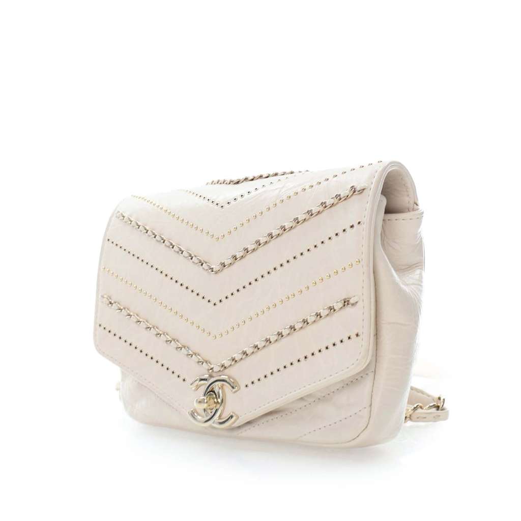 Chanel Mini Chevron Crinkled Calfskin Embellished Envelope Flap - Back view