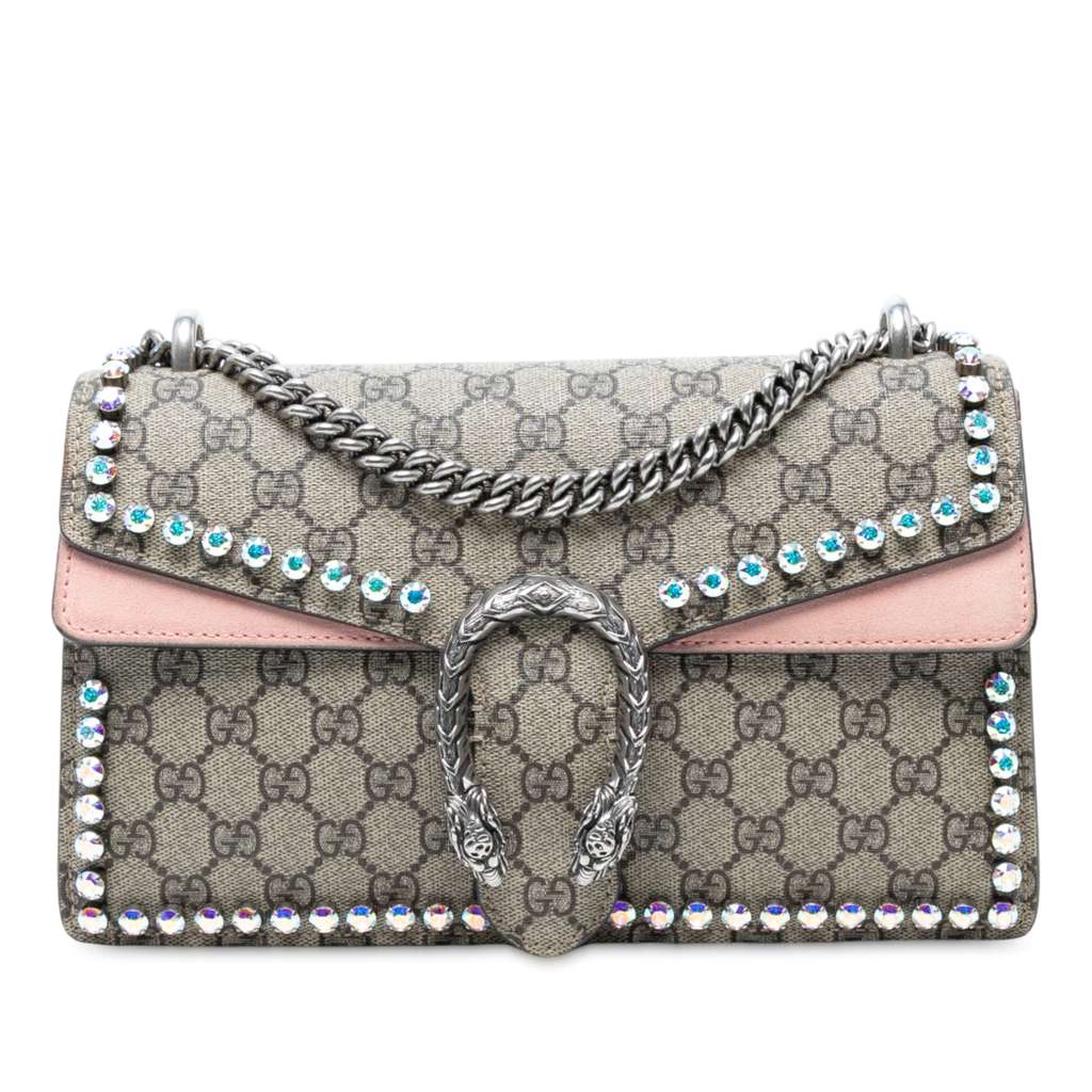 Gucci Medium GG Supreme Crystal Dionysus Shoulder Bag