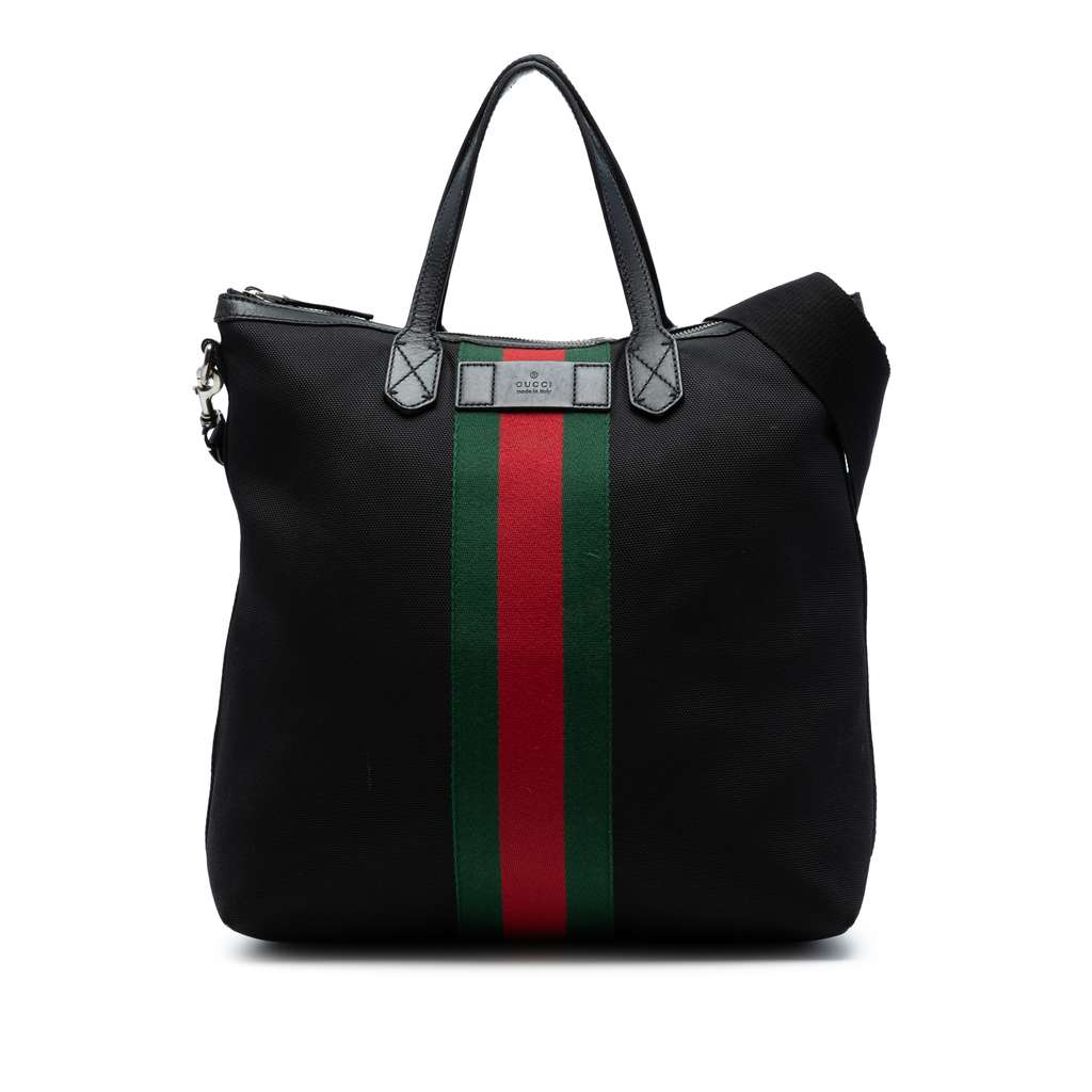Gucci Canvas Techno Web Vertical Zip Tote