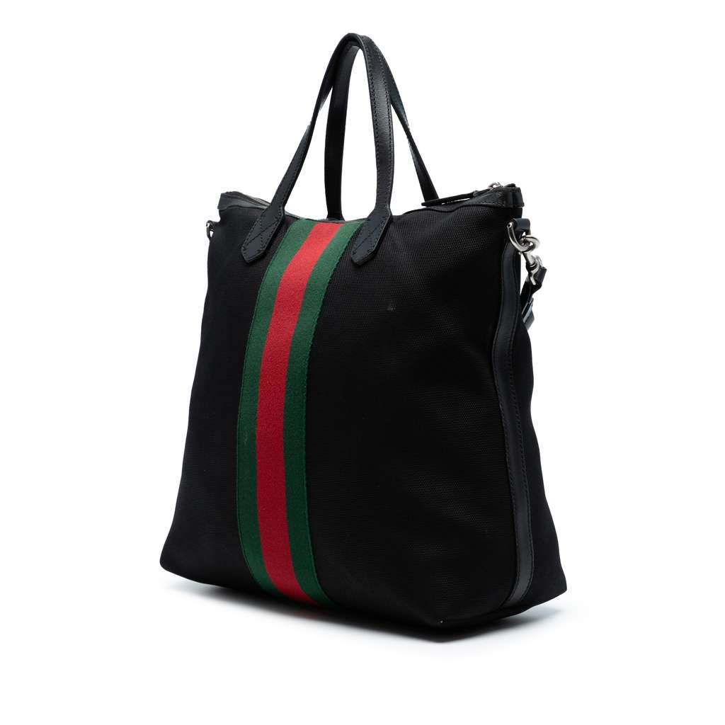 Gucci Canvas Techno Web Vertical Zip Tote - Back view