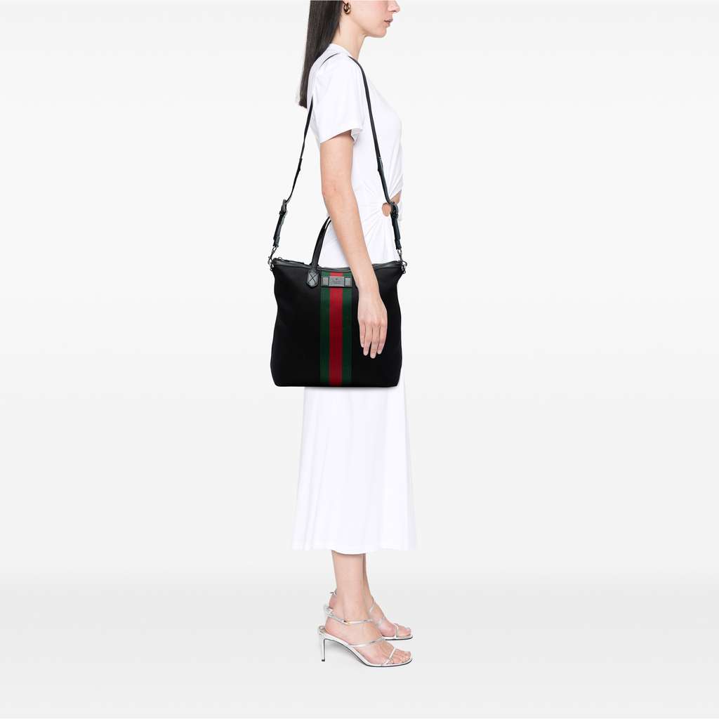 Gucci Canvas Techno Web Vertical Zip Tote - Detail 2