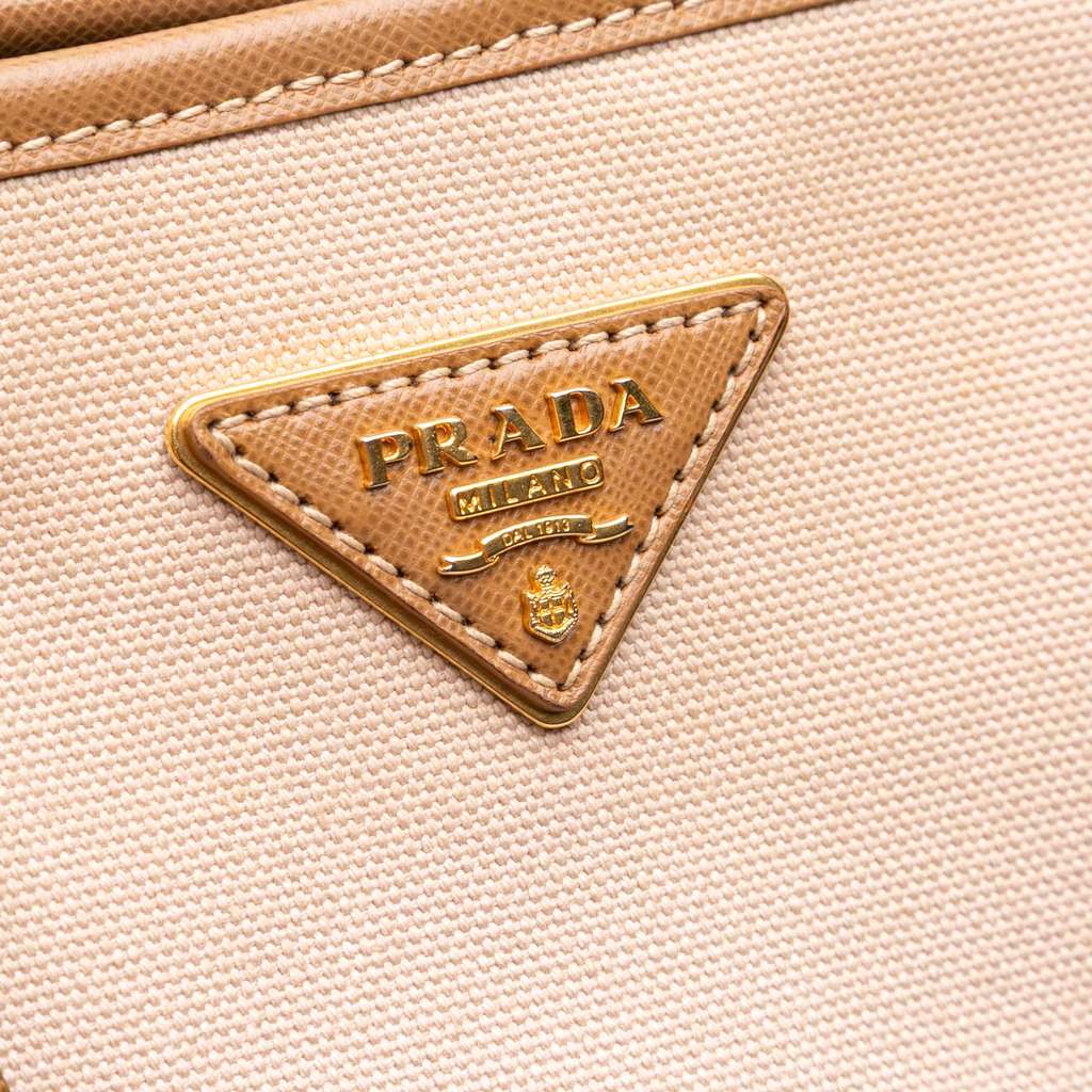 Prada Saffiano Trimmed Canvas Canapa Satchel - Detail 2