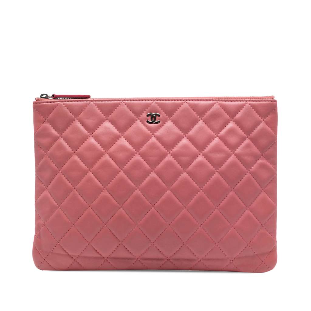 Chanel Medium Quilted Lambskin O Case Clutch