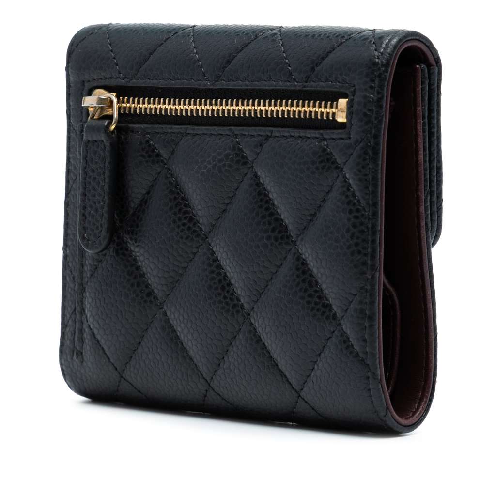 Chanel CC Quilted Caviar Compact Flap Wallet - Back view