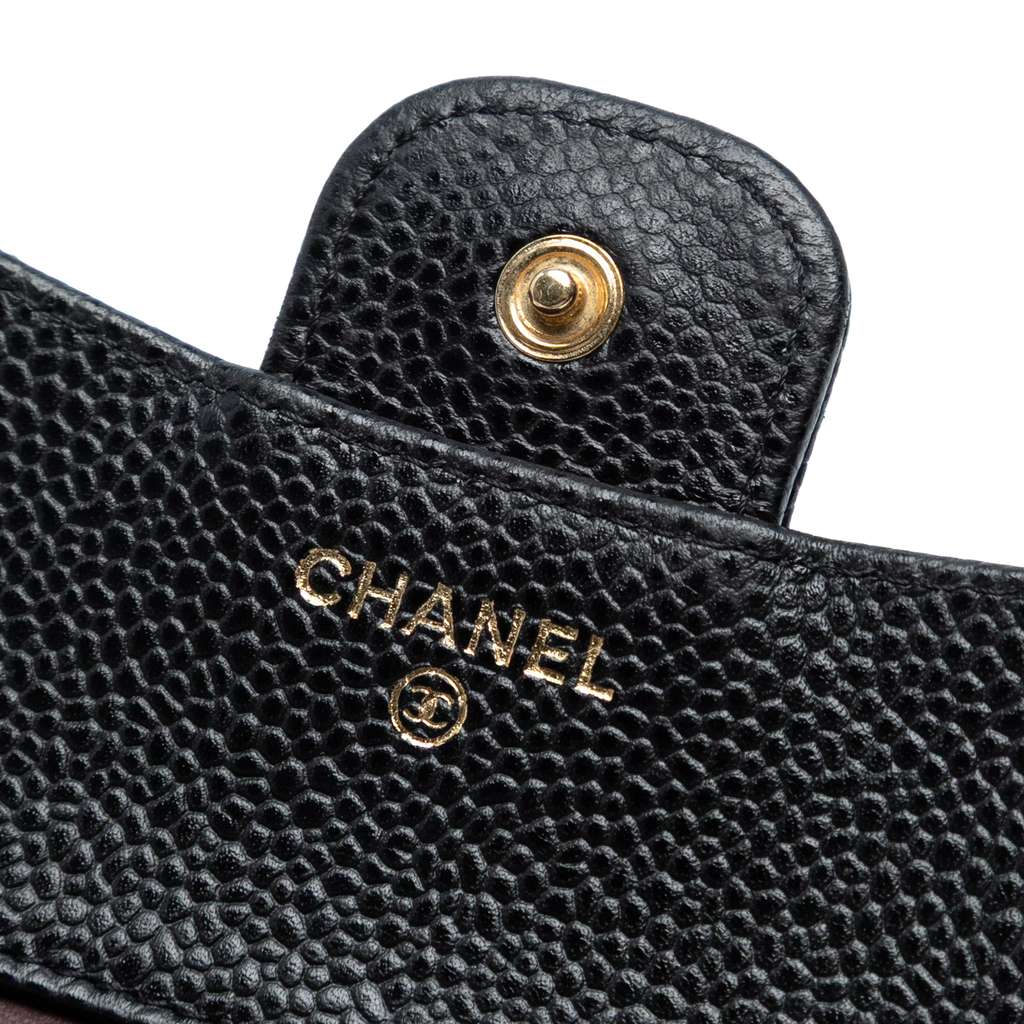 Chanel CC Quilted Caviar Compact Flap Wallet - Side view
