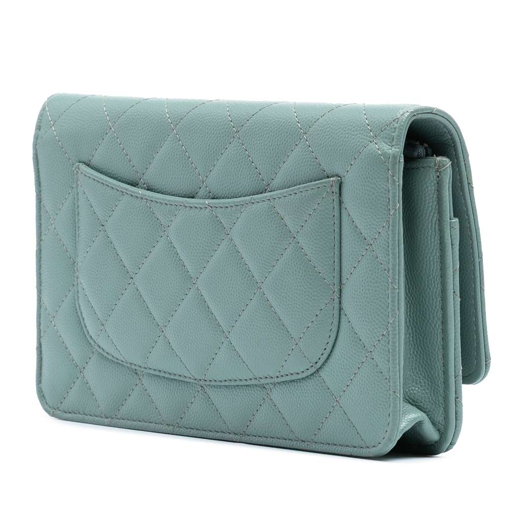 Chanel CC Quilted Caviar Wallet on Chain - Back view