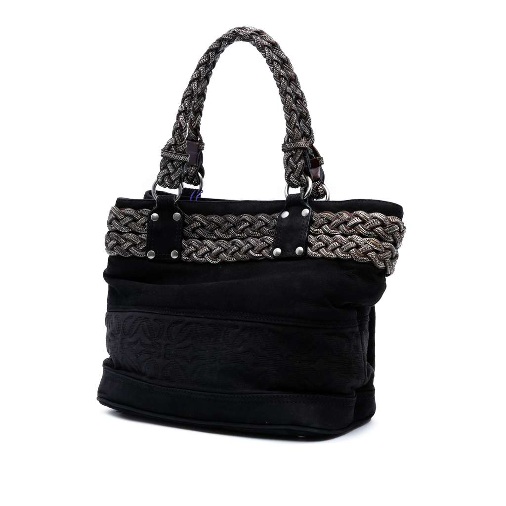 Loewe Suede Braided Chain Pocket Tote - Back view