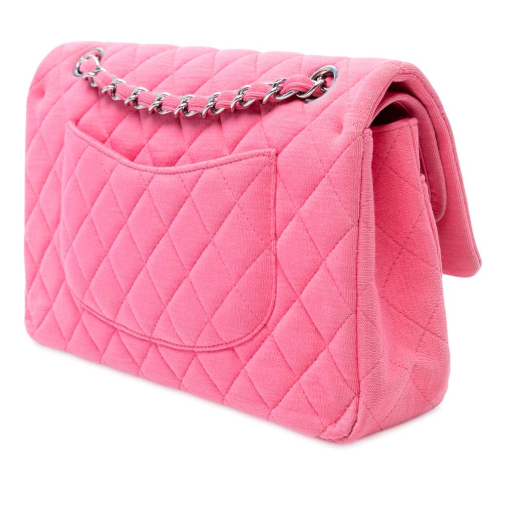 Chanel Medium Classic Jersey Double Flap - Back view
