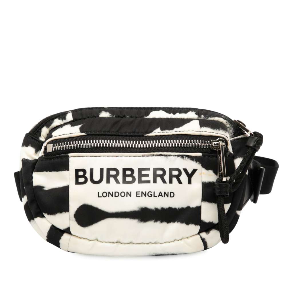Burberry Zebra Print Nylon Logo Cannon Belt Bag