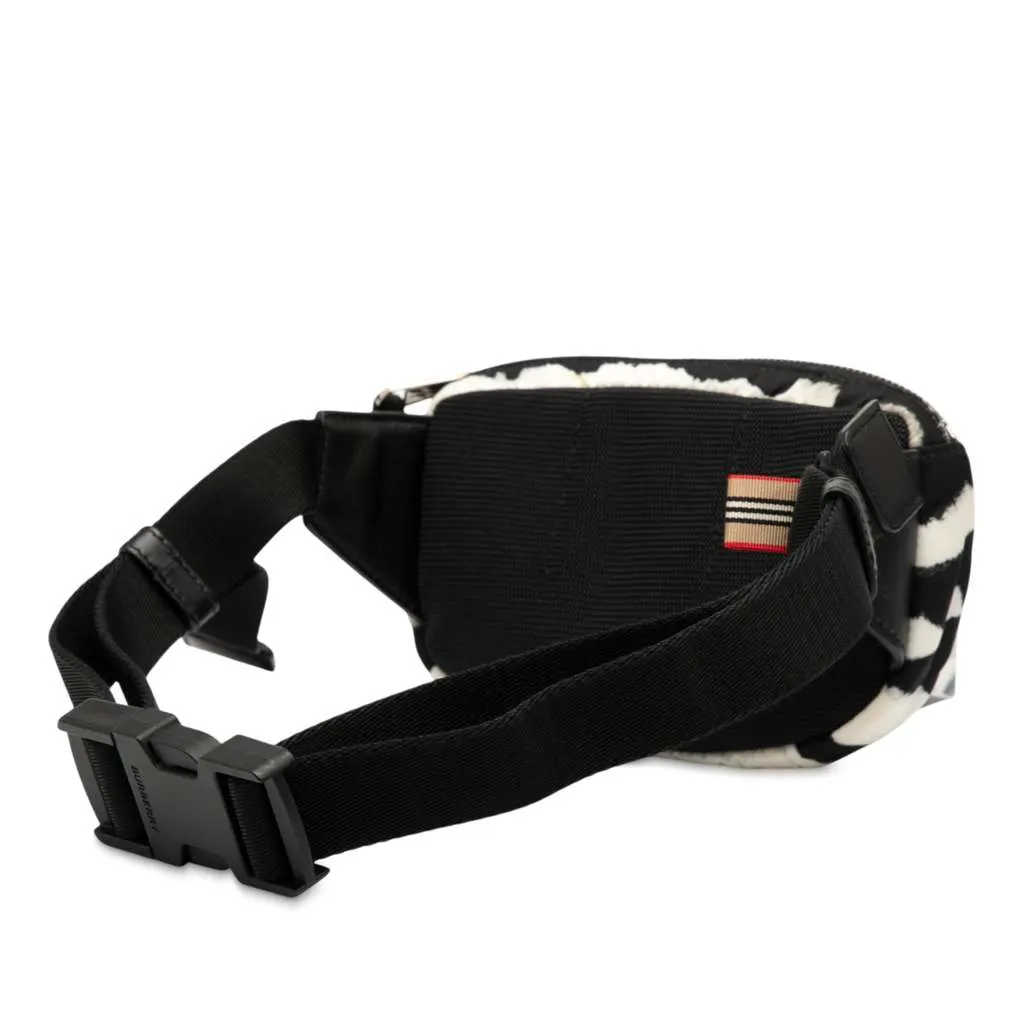 Burberry Zebra Print Nylon Logo Cannon Belt Bag White Very good - Back View