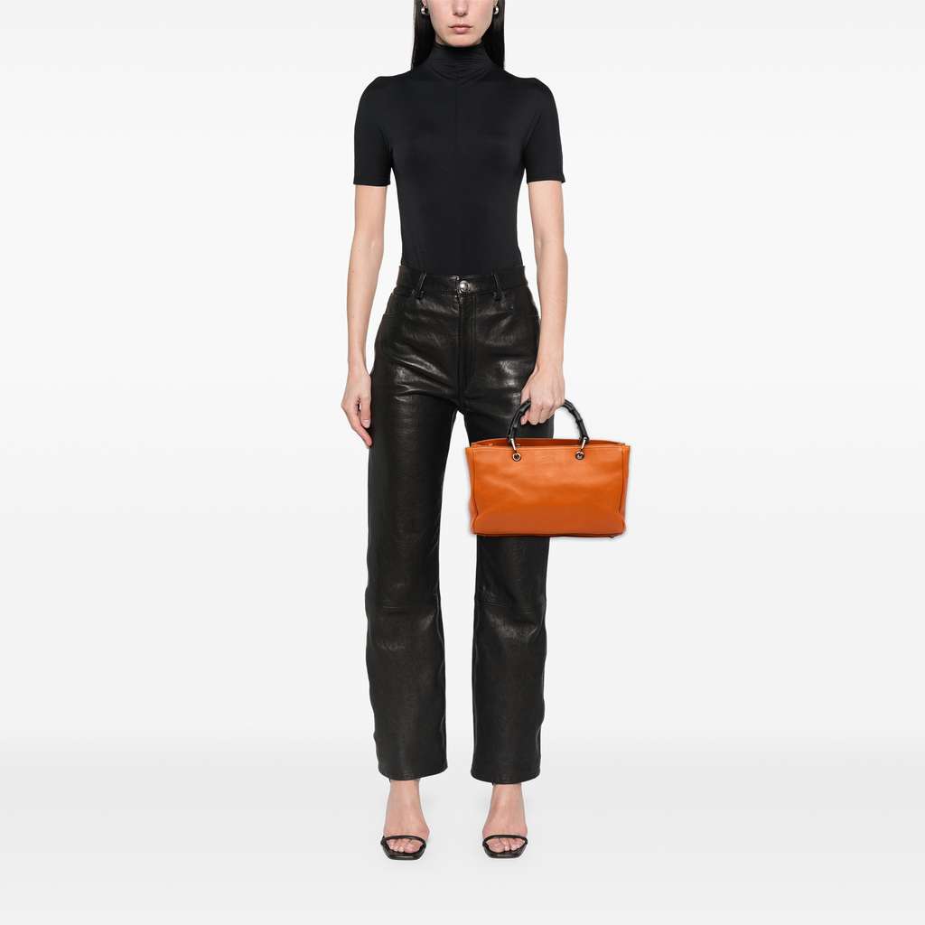 Gucci Medium Calfskin Bamboo Shopper Satchel - Image 12