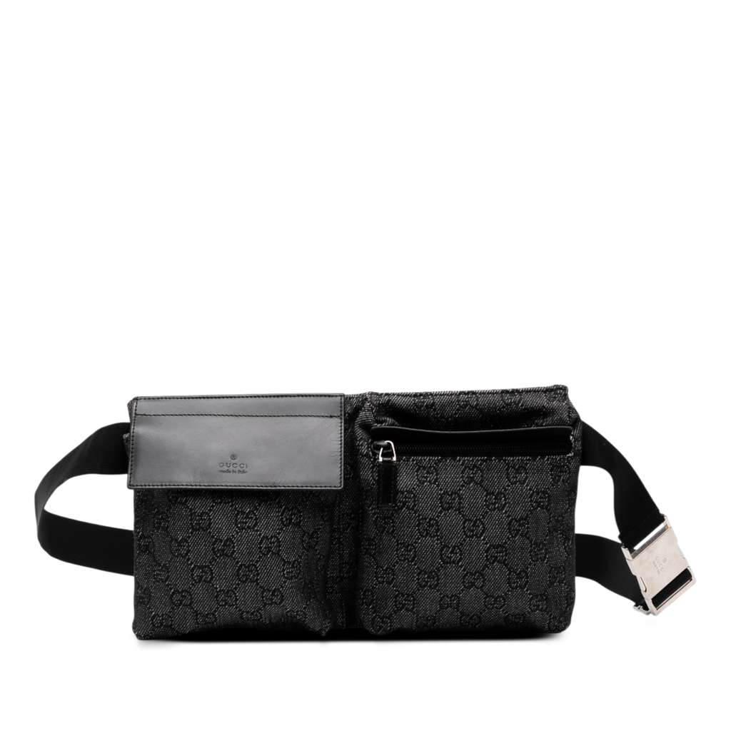 Gucci GG Denim Double Pocket Belt Bag