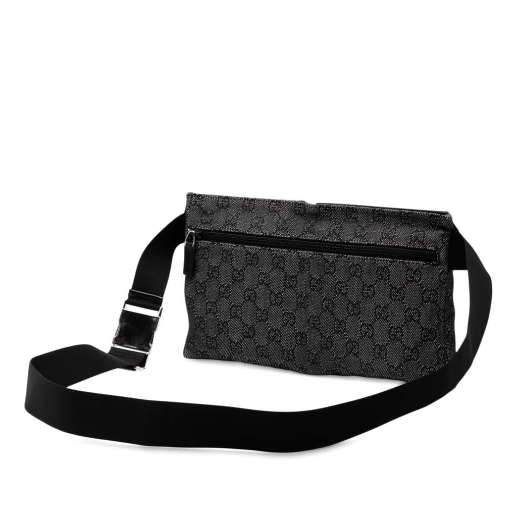 Gucci GG Denim Double Pocket Belt Bag - Back view