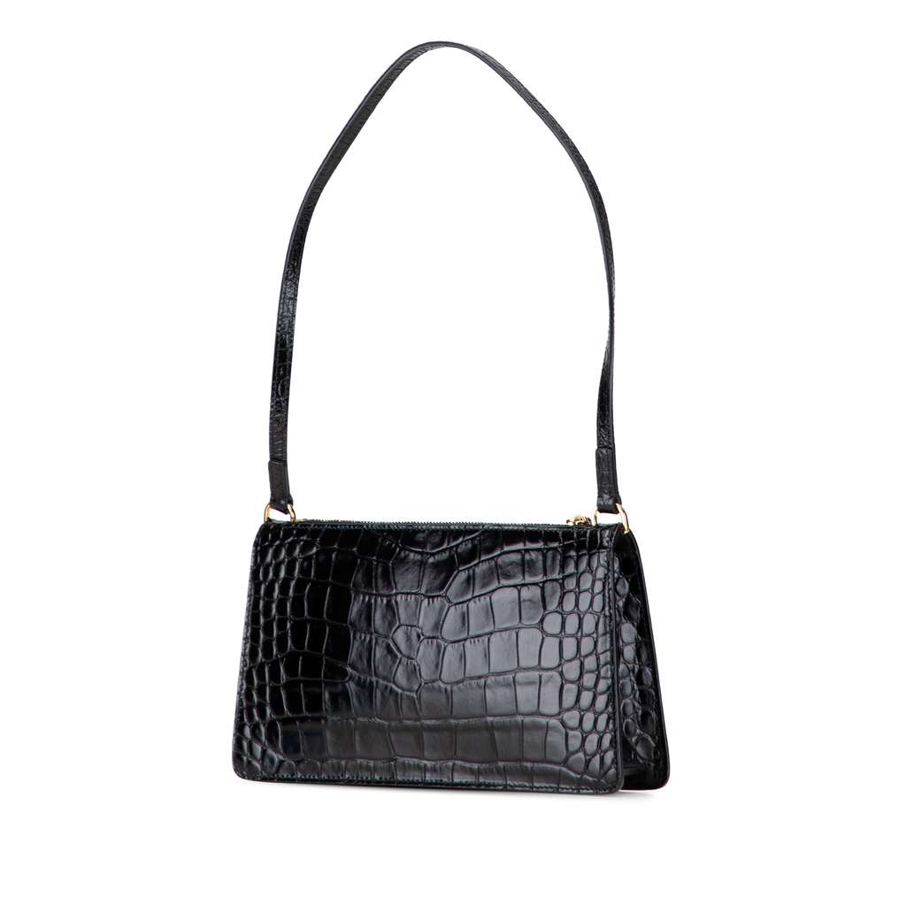 Burberry Small Crocodile Embossed Leather TB Shoulder Bag - Back view