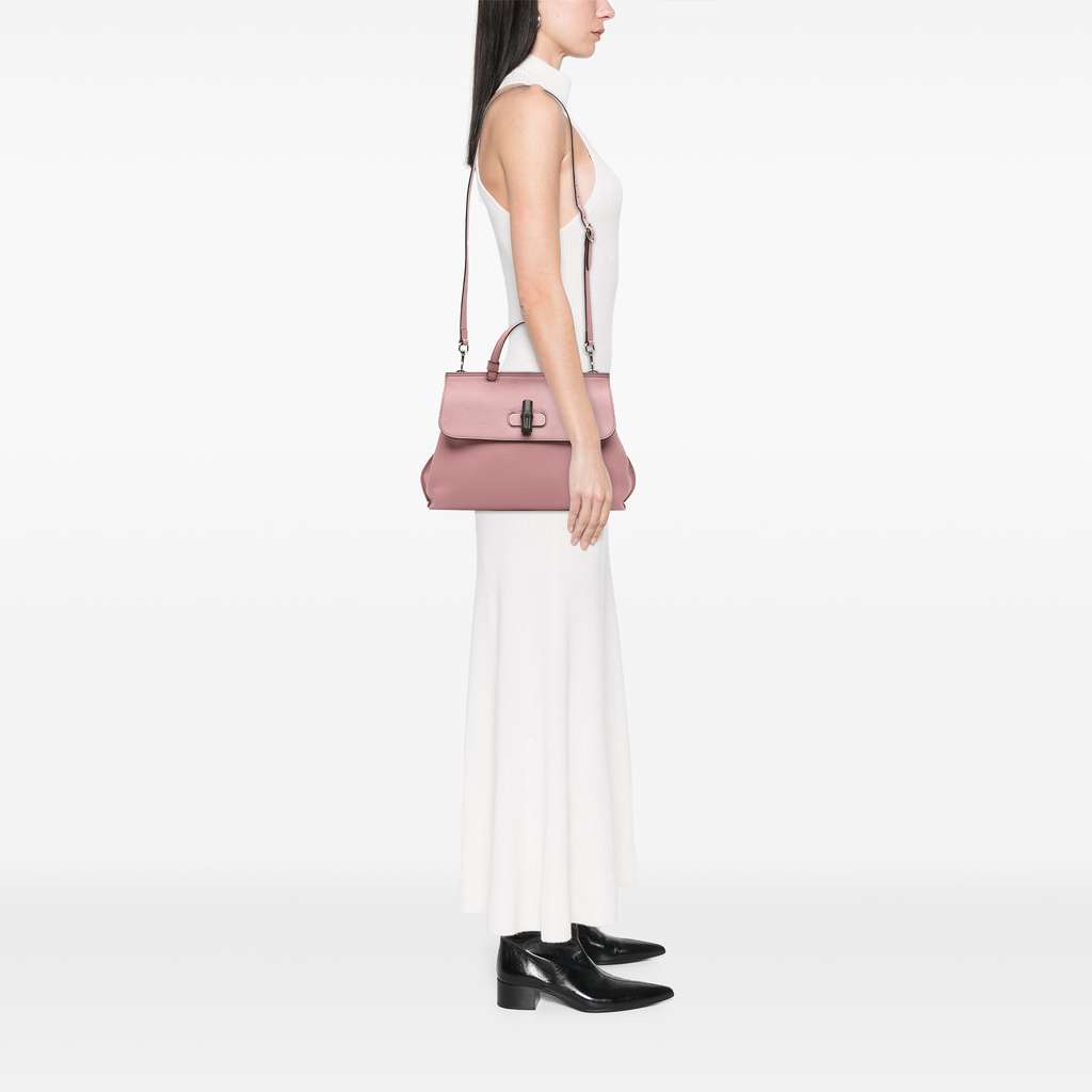 Gucci Medium Leather Bamboo Daily Satchel - Image 11
