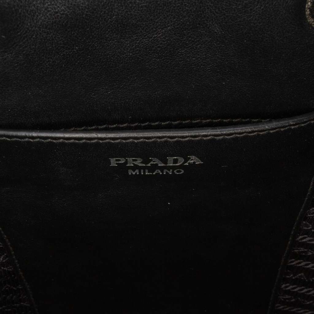 Prada Saffiano Trimmed Tessuto Bucket Bag - Side view
