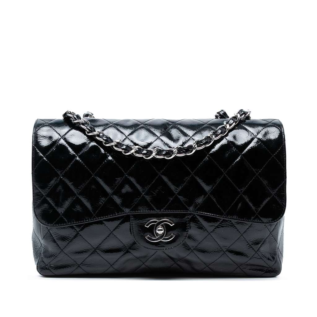 Chanel Jumbo Classic Crinkled Patent Single Flap
