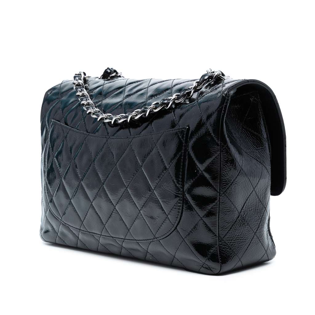 Chanel Jumbo Classic Crinkled Patent Single Flap - Back view