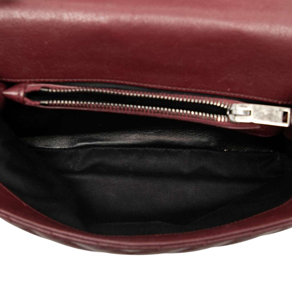 Saint Laurent Medium Chevron Sheepskin Monogram College Satchel - 4