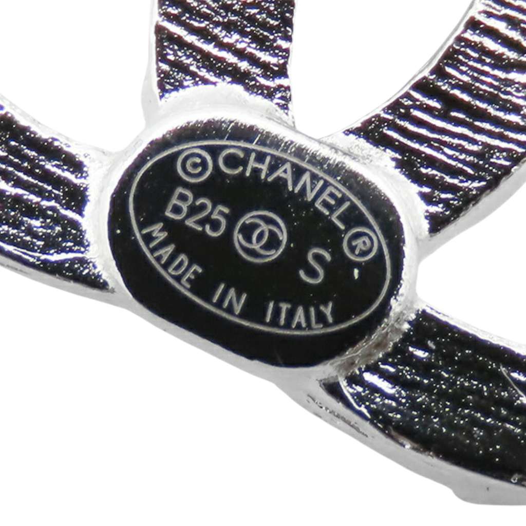 Chanel Silver Plated CC Push Back Earrings - 4