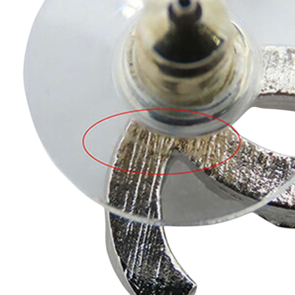 Chanel Silver Plated CC Push Back Earrings - Side view