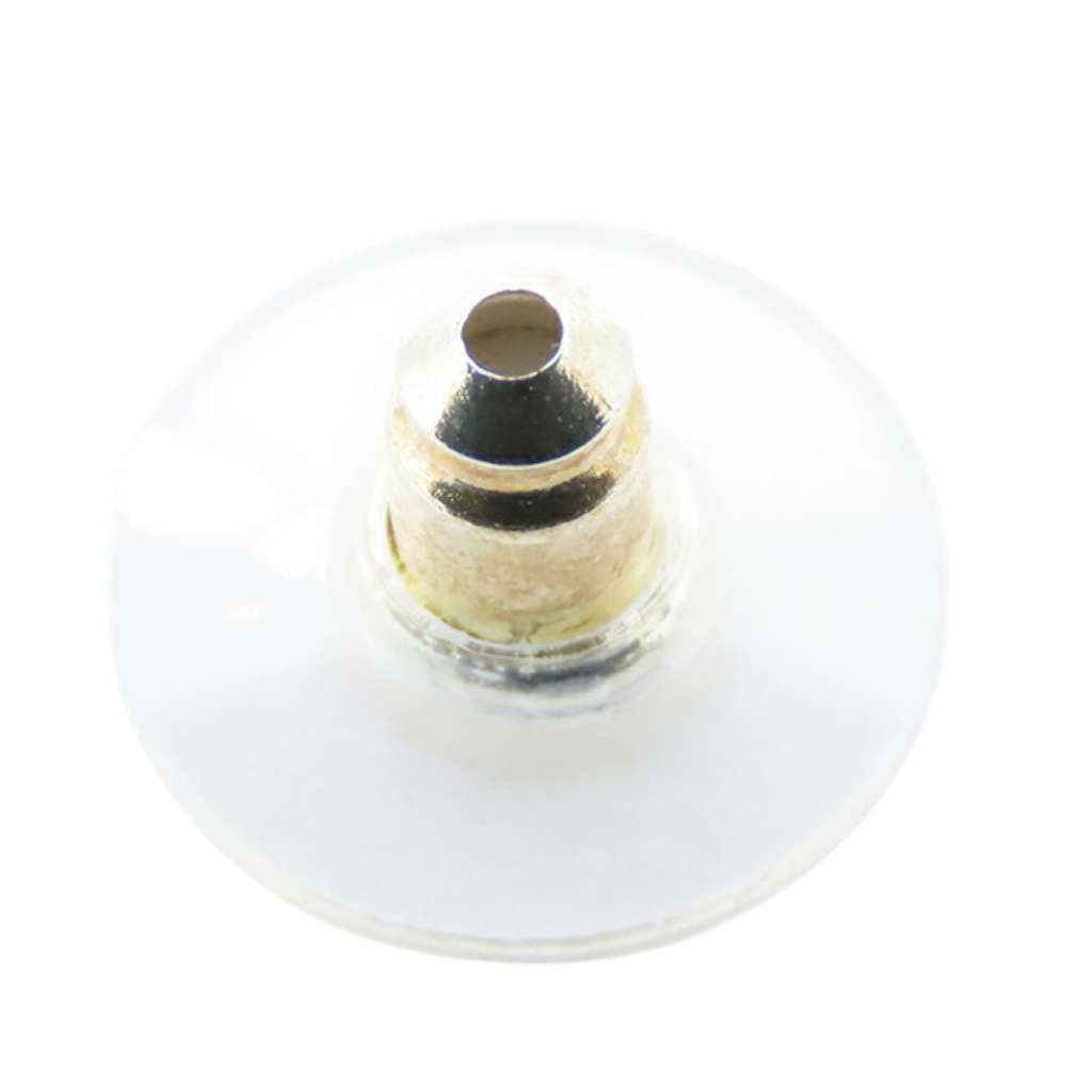 Chanel Silver Plated CC Push Back Earrings - Detail 1