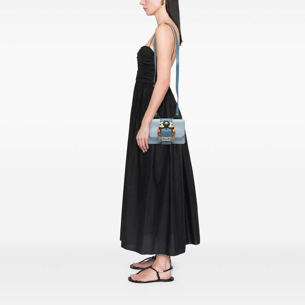 Miu Miu Goatskin Madras Soft Calf Crystal Embellished Crossbody - Image 13