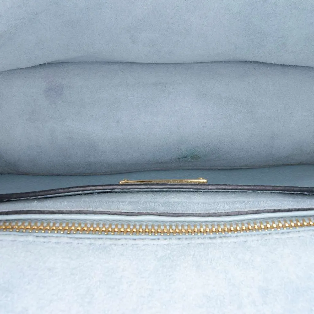 Miu Miu Goatskin Madras Soft Calf Crystal Embellished Crossbody Blue Leather Good - Model View