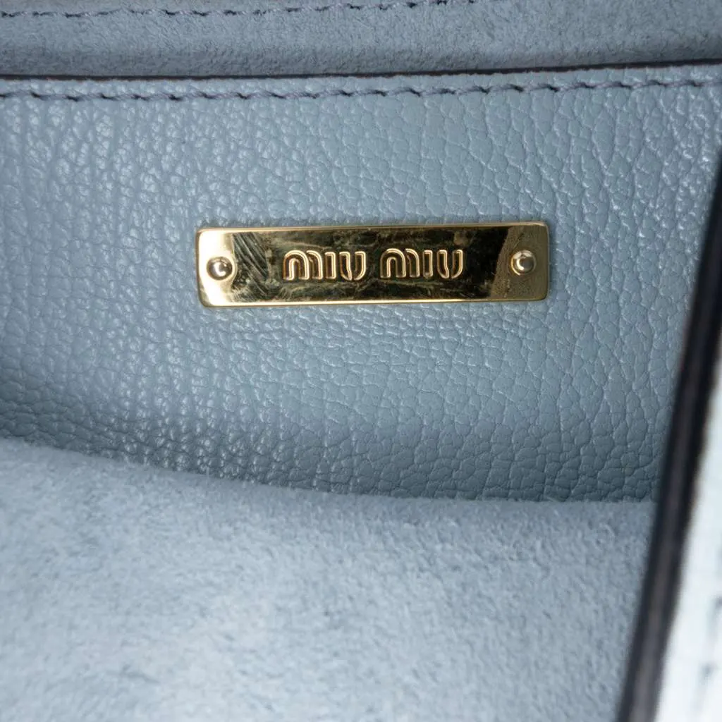 Miu Miu Goatskin Madras Soft Calf Crystal Embellished Crossbody Blue Leather Good - Box View