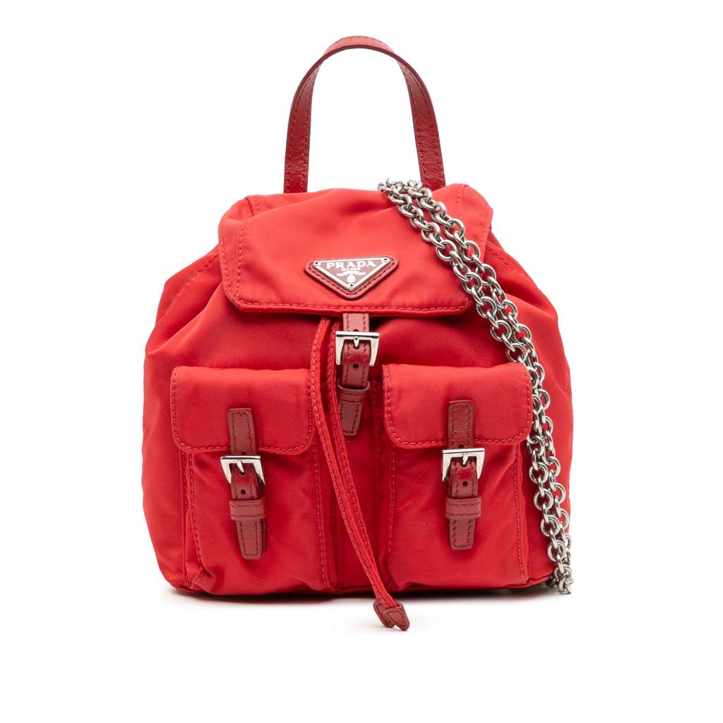 Prada Mini Tessuto Chain Backpack