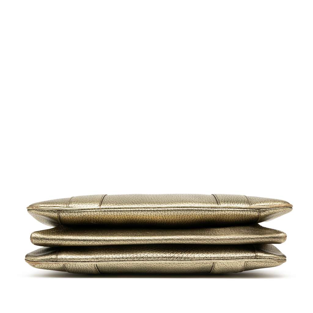 Gucci Metallic Calfskin Metal Bamboo Handbag - Image 6