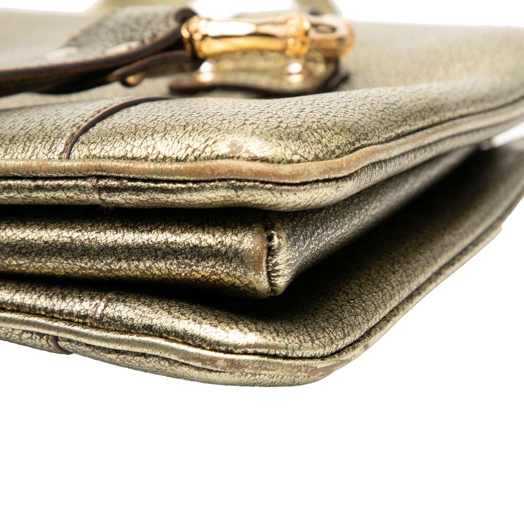Gucci Metallic Calfskin Metal Bamboo Handbag - Detail 2
