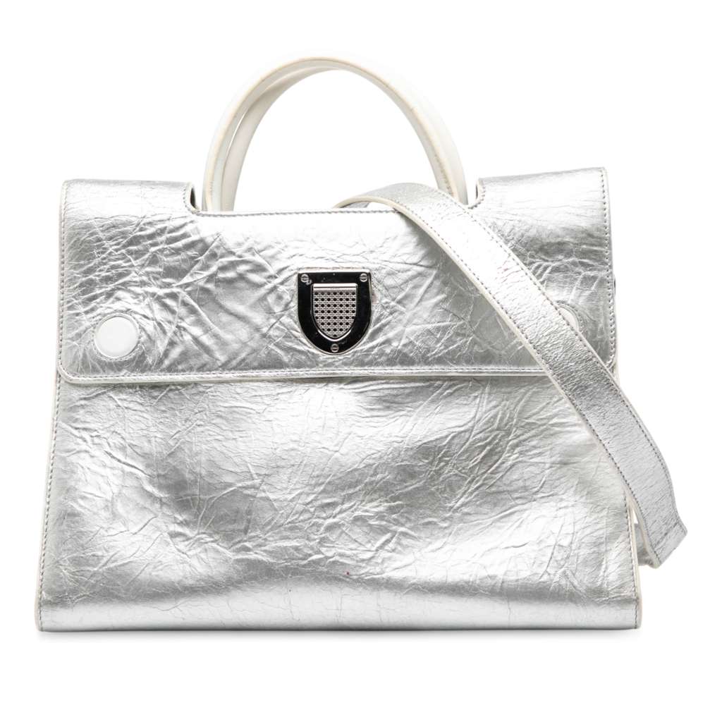 Dior Medium Metallic Crinkled Calfskin Diorever Satchel