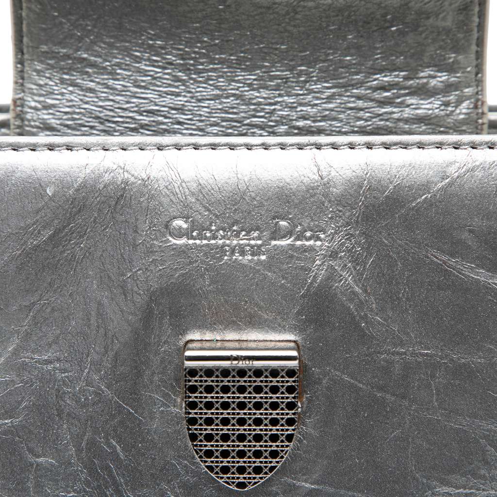 Dior Medium Metallic Crinkled Calfskin Diorever Satchel - Side view
