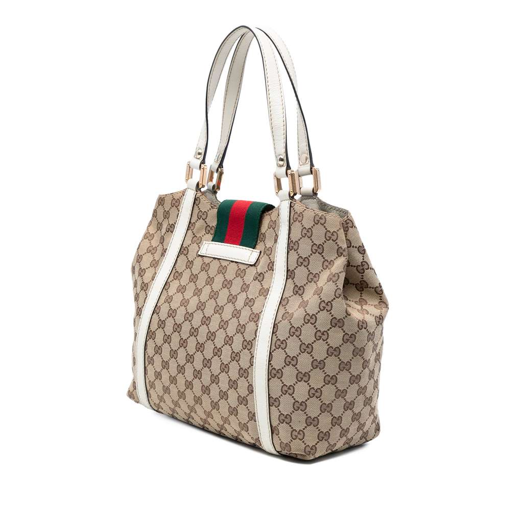 Gucci GG Canvas Web New Ladies Tote - Back view