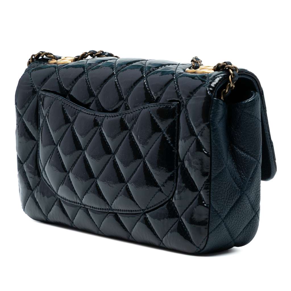 Chanel Paris-Salzburg Medium Patent Goatskin CC Eyelet Flap - Back view