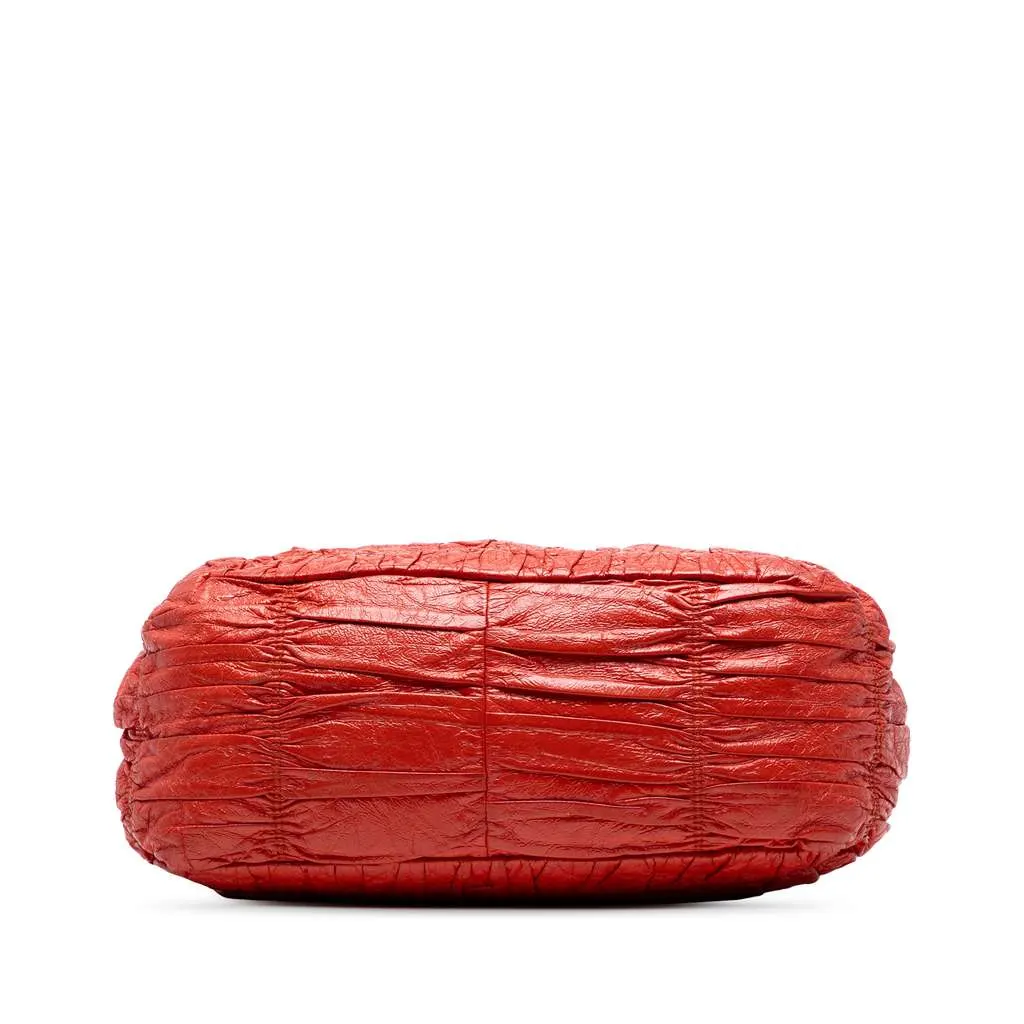 Prada Vernice Gaufre Chain Tote Orange Leather Good - Inside View