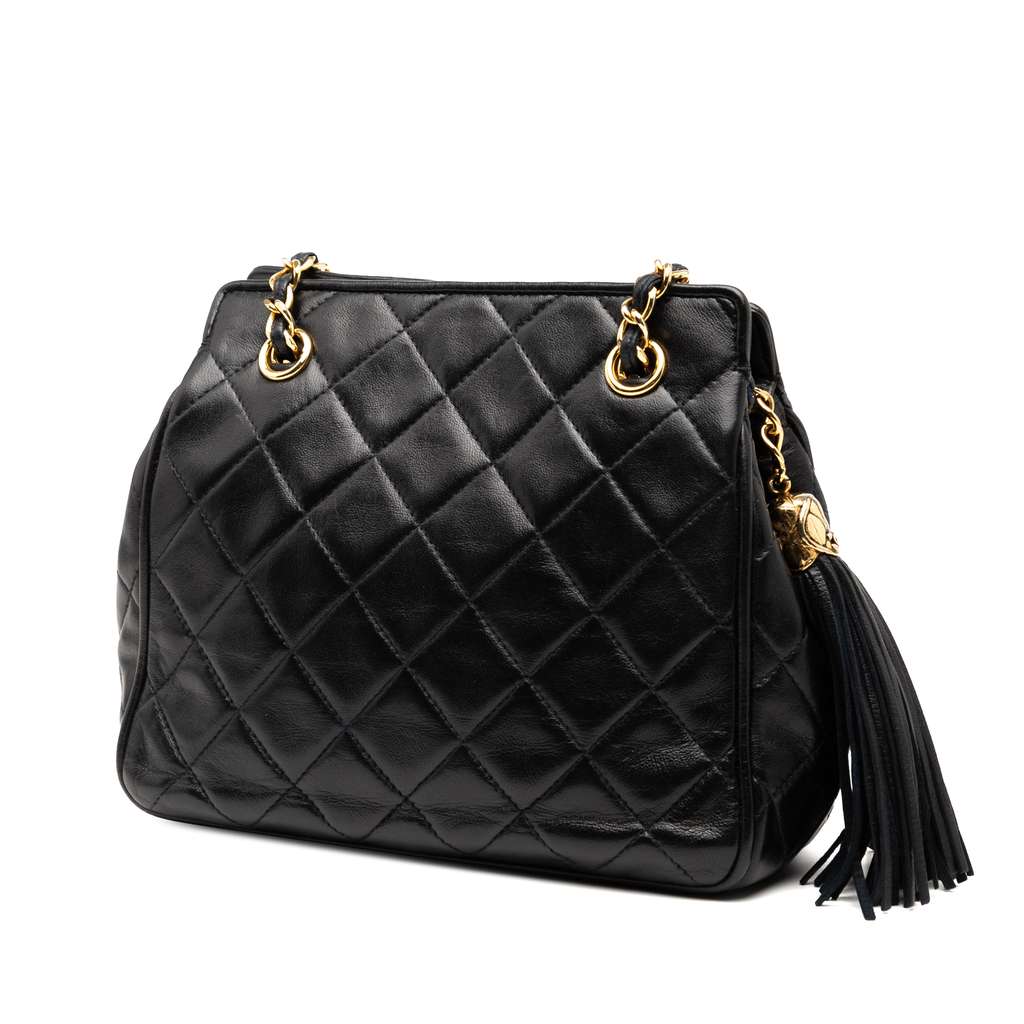 Chanel Mini Quilted Lambskin Chain Tote - Back view