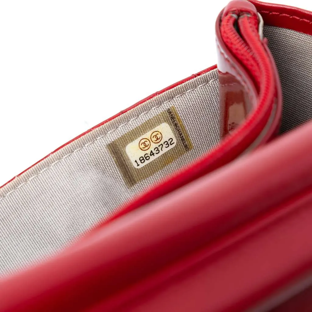 Chanel CC Quilted Patent Brilliant Wallet On Chain Red Leather Good - Box View