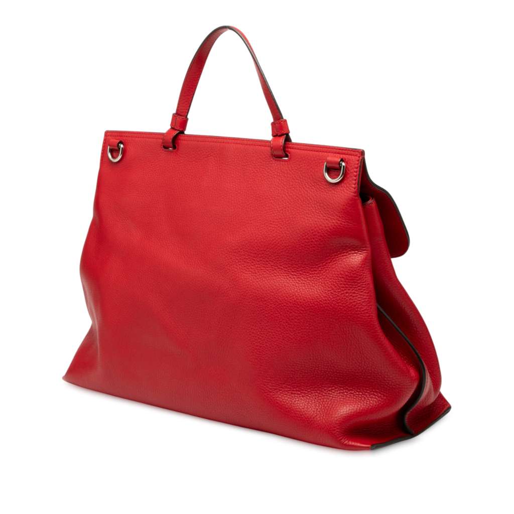 Gucci Large Leather Bamboo Daily Satchel - Back view