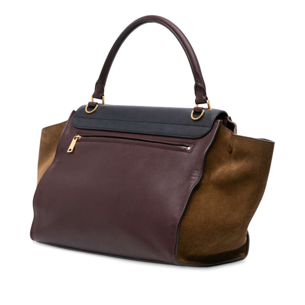 Celine Medium Tricolor Leather Trapeze Satchel - Back view