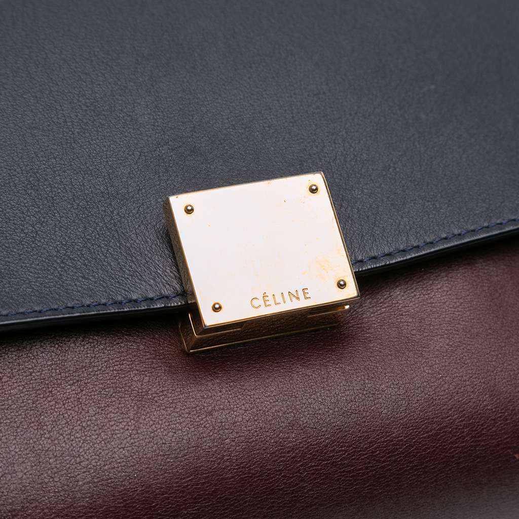 Celine Medium Tricolor Leather Trapeze Satchel - Detail 1