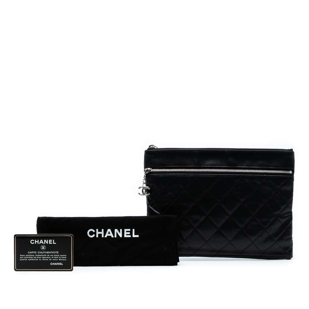 Chanel Small CC Quilted Lambskin Multi Zip Clutch - Image 10