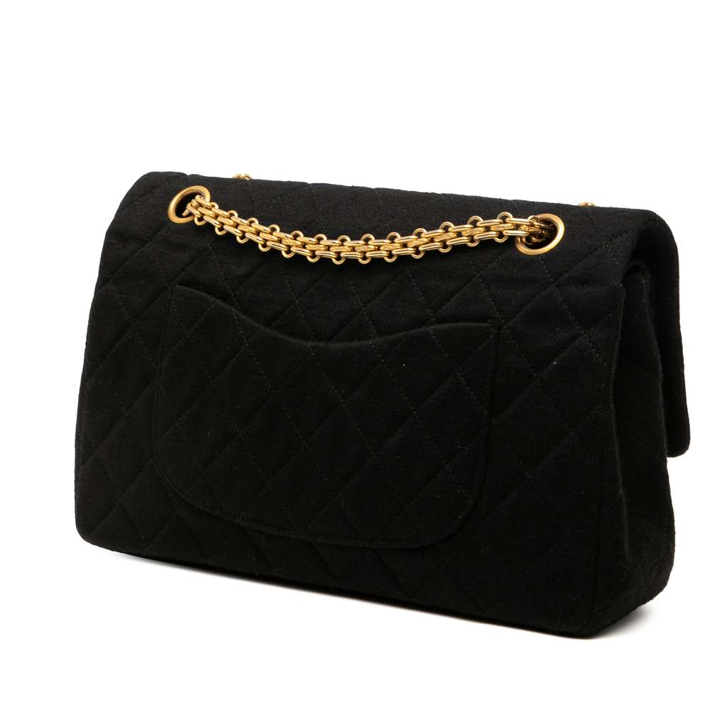 Chanel Medium Classic Jersey Double Flap - Back view