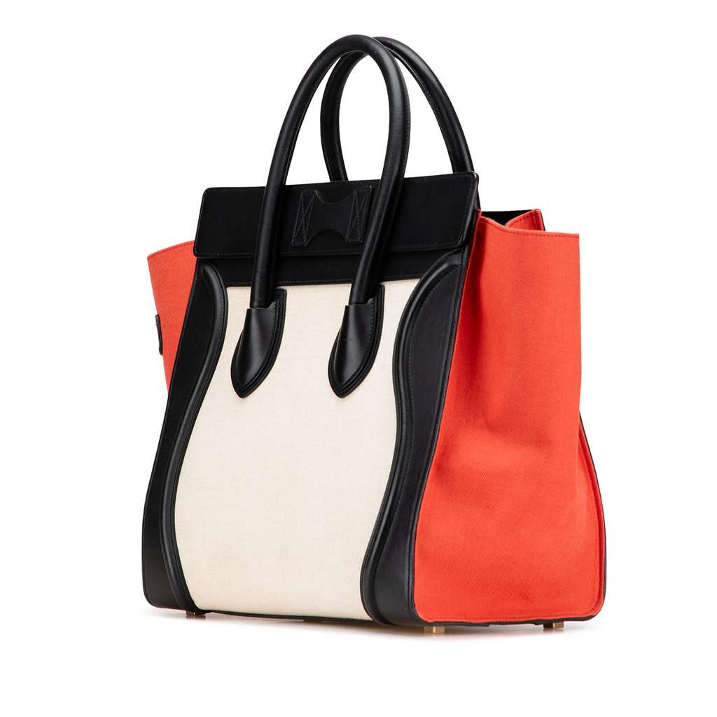 Celine Mini Canvas Tricolor Luggage Tote - Back view